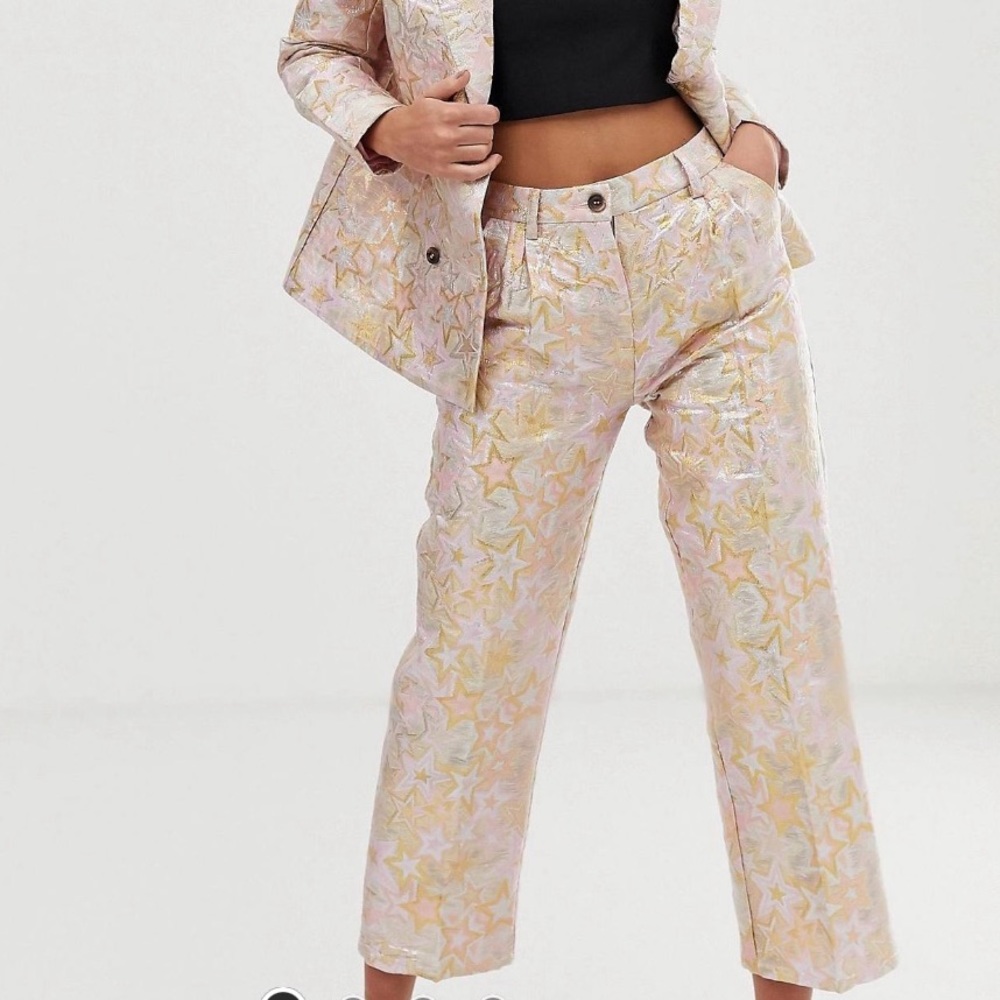 Dusty Daze straight leg jacquard print pants